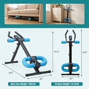 Nextay Adjustable Ab Machine, 440LBS Heavy Duty Foldable Core Trainer with 2 Incline & 5 Height Levels, Knee/Elbow Protection, LCD Display for Home Gym, BlackBlue