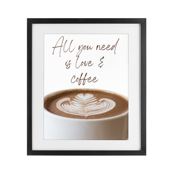 Stupell Industries All You Need Love & Coffee Black Framed Print Under Glass, design by Jesse Keith