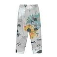 thumbnail image 5 of Disketp The World Map With Cartoon Animals Print Women'S Comfy Pajama Pants Casual Drawstring Palazzo Lounge Wide Leg Pants, 5 of 9