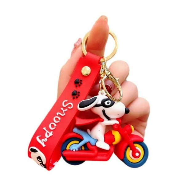 Peanuts Cartoon Dog  on Bike 3D Silicone Charm Keychain