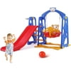 Pirecart Toddler Slide and Swing Set Baby Climber Slide Playset with Basketball Hoop for Kids Indoor Outdoor