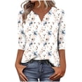 thumbnail image 2 of purcolt 3/4 Sleeve Tops for Women Dressy Casual V Neck Printed T Shirts Cute Tunic Tops Business Work Blouses, 2 of 6