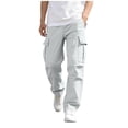 thumbnail image 2 of ATOGUTA Cargo Sweatpants for Boys Wide Leg School Uniform Pants Kids Elastic Waist Flowy Summer Beach Lounge Trousers with Pockets Size 7-16, Gray, 2 of 7