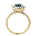 thumbnail image 2 of 10K Yellow Gold Natural London Blue Topaz Ring Round 8mm Floating Halo Diamond, size 8, 2 of 3
