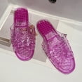 thumbnail image 5 of HOWPAY Slippers for Women Jelly Transparent Open Toe Slippers Mesh Hollow Non- Flats Sandals Casual Comfortable Summer Beach Shoes Purple 10, 5 of 5