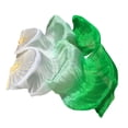 thumbnail image 2 of Abanico de seda para danza del vientre, hecho a mano, 1 par izquierdo y derecho para accesorios de disfraces de carnaval. blanco a verde, 2 of 7