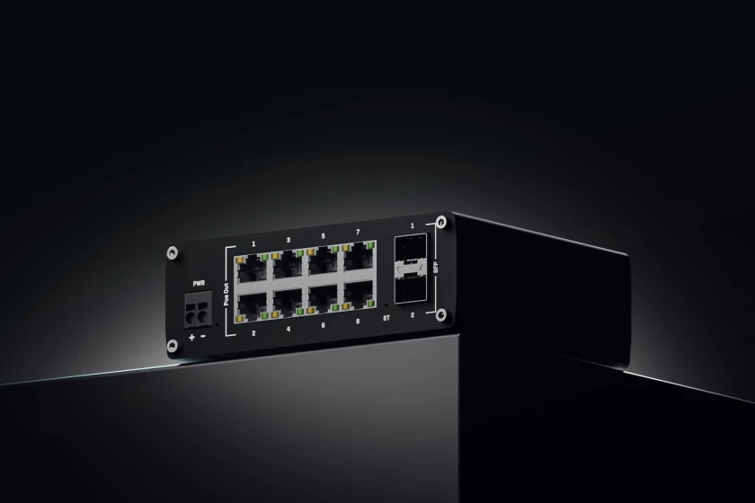 Teltonika TSW202 Managed PoE+ Switch, 8 x Gigabit Ethernet, 2 x SFP, Profinet Certified, Integrated DIN Rail Bracket