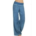 thumbnail image 2 of Qarigey Pantalones vaqueros sueltos para mujer Pantalones elásticos de cintura media y pierna ancha Prendas para la parte inferior del cuerpo azul L Qarigey AP002153-11, 2 of 6