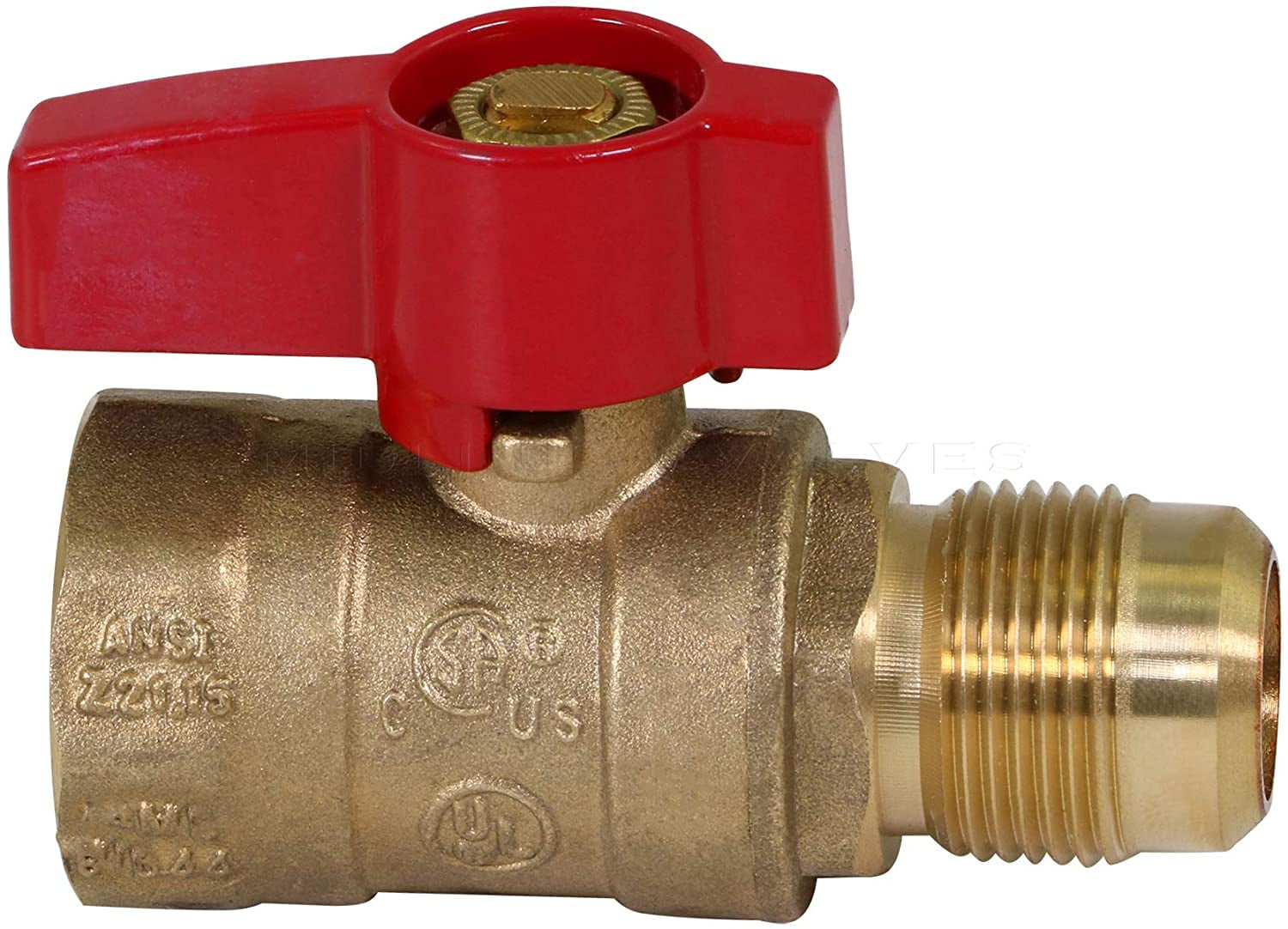 Midline Valve LxF1212GAS Premium Brass Gas Ball Valve, with 1/2 in. x 1/2 in. Flare x FIP Connections