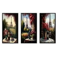 thumbnail image 2 of Designart "Savoring Red Wine by the Eiffel Tower in Paris I" French Landscape Framed Wall Art Set Of 3 - Red Landscape French Frame Canvas Set For Living Room Decor, 2 of 6