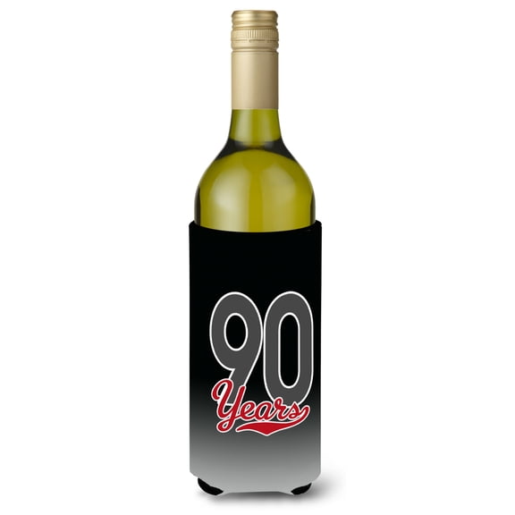 Carolines Treasures CJ1091LITERK 90 Years Wine Bottle Beverage Insulator Hugger Wine Bottle multicolor