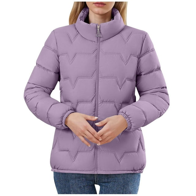 Pincandy Manteau Court Matelassé pour Femme, Chaud, Rembourré, Manteau d'Hiver avec Poches