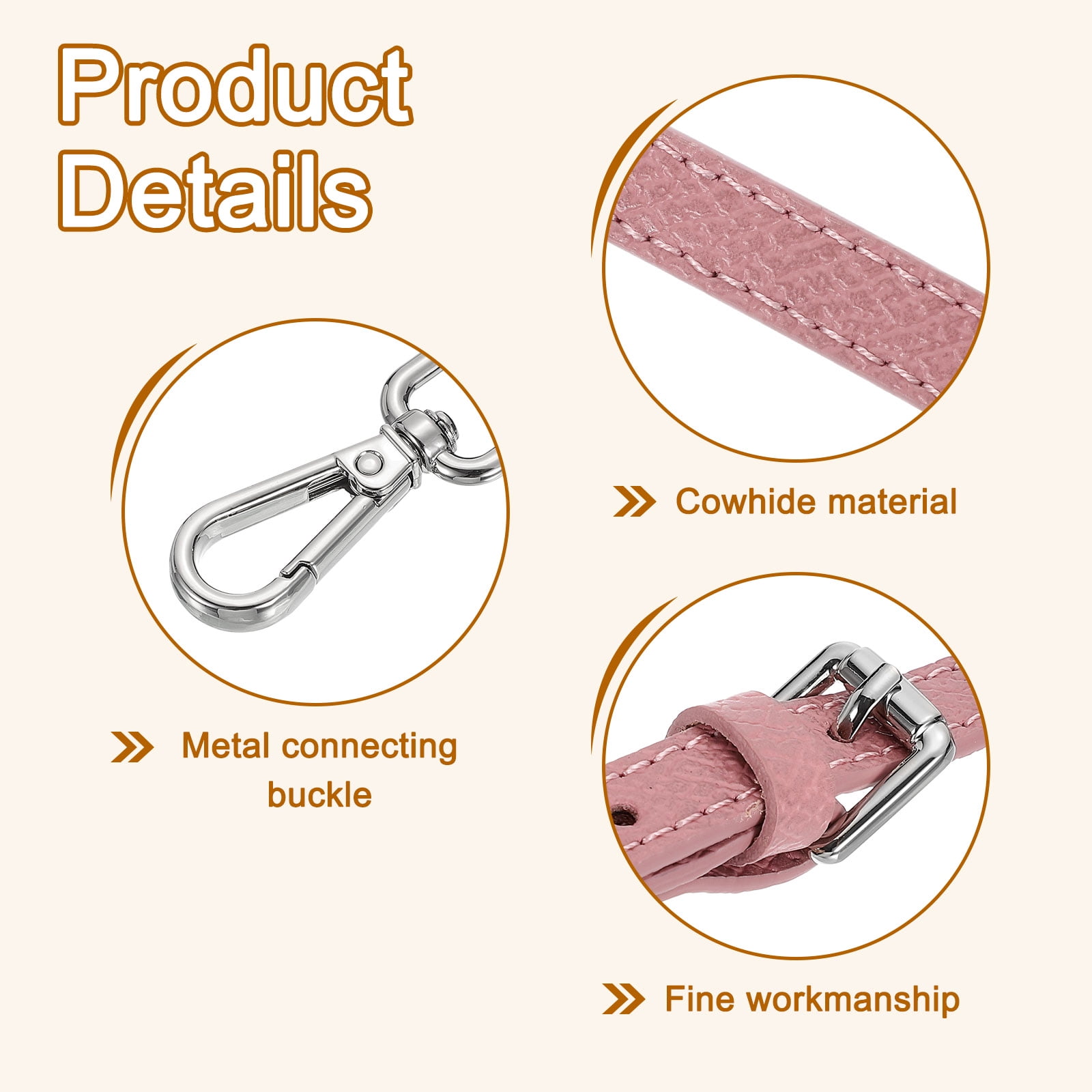 Leather Strap Kit, 95-115cm Crossbody Adjustable Leather Shoulder Strap Conversion Kit for Mini Pouch Handbags Purse Straps Crossbody, Pink