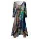 thumbnail image 5 of ICHUANYI Clearance Women's Retro Style Printed Long Sleeved Loose Hem Irregular Long Dress(Dark Blue, M) ICHUANYI WER2023080708507, 5 of 5