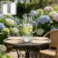 thumbnail image 1 of Vacemry 2Pcs Glass Pitcher With Handle, Straight-Sided Transparent Beverage Container For Cooled Boiled Water Juices Iced Tea, Modern Glass Water Pitcher For Home Kitchen Office Dining Table, 1 of 9