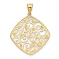 thumbnail image 3 of 14k & Rhodium Diamond-cut Filigree Swirl Pendant in 14k Yellow Gold w/ Rhodium Plating, 3 of 3