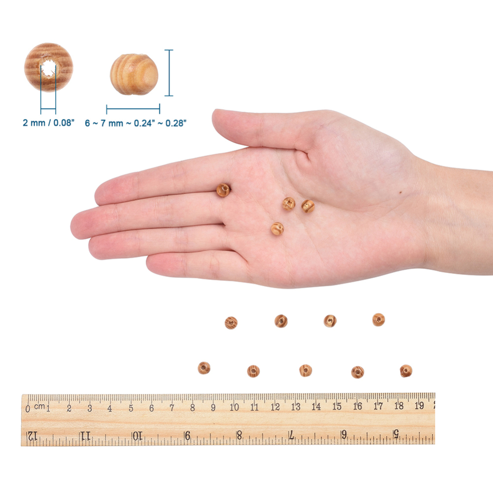 Wood 6000 pc Original color Natural Wood Beads Round Wooden Spacer Beads for Jewelry Making Undyed Peru 6~7x4~5mm Hole: 2mm