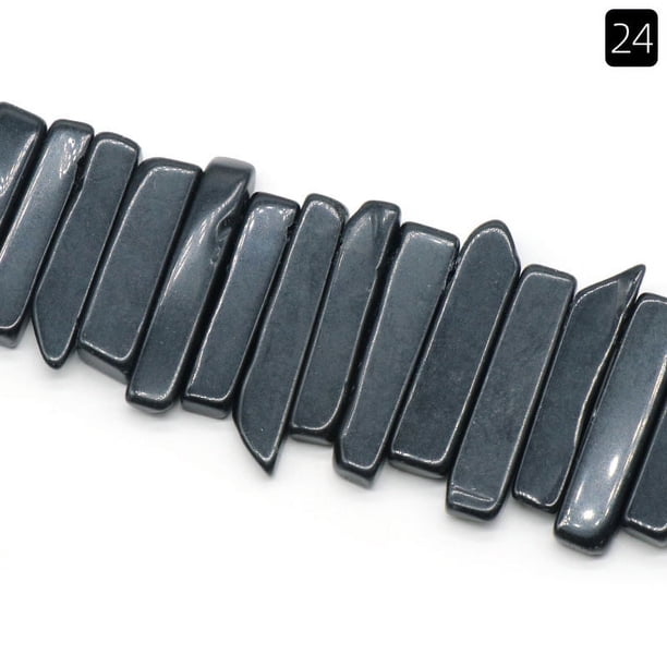 Nvzi pieza de cuentas dispersas de piedra cruda negra, irregulares, planas, largas, con agujero horizontal, accesorios para pulseras y collares de cuentas DIY, decoración