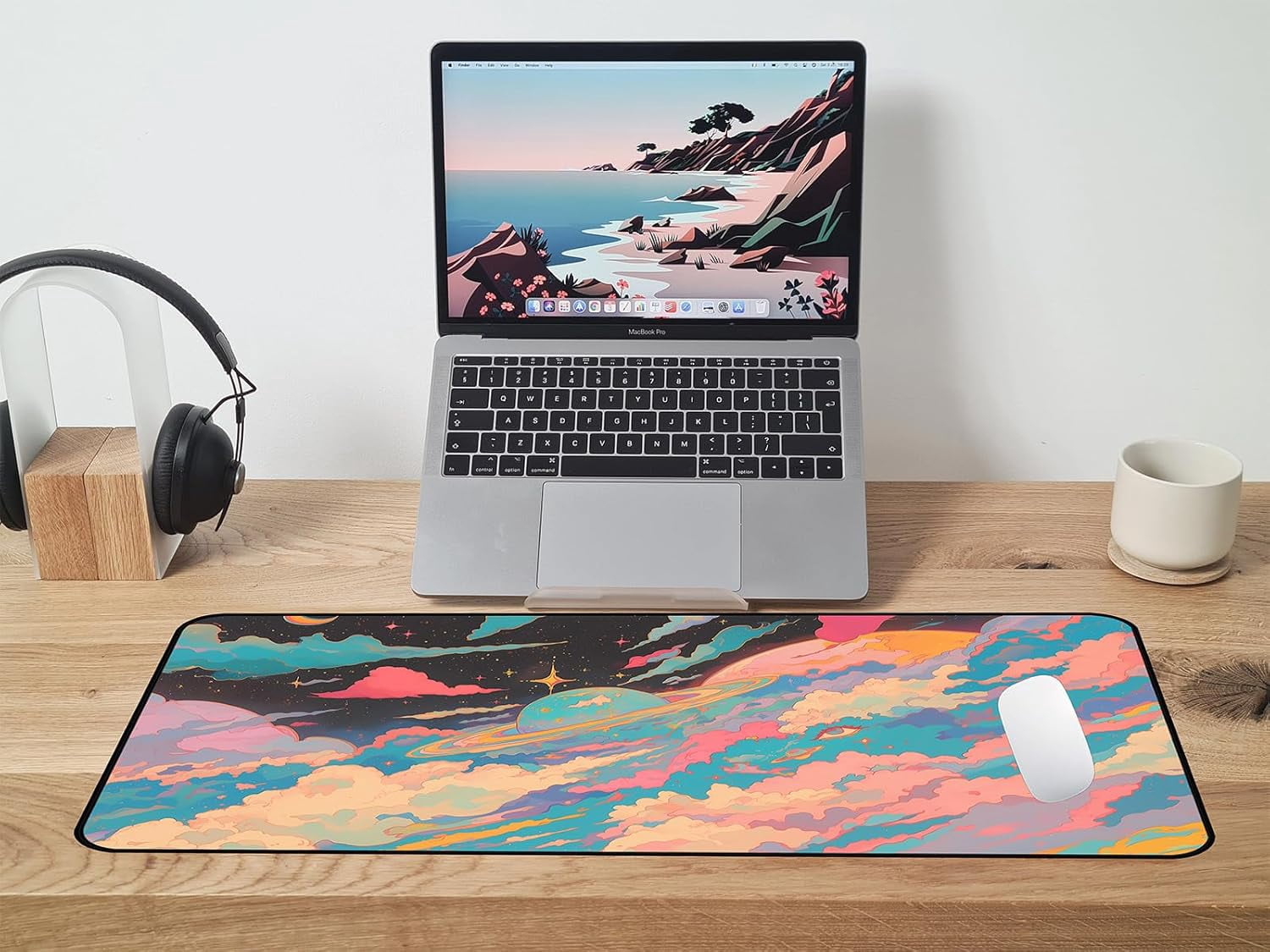 Colorful Starry Sky Desk Mat, Abstract Art Mouse Pads Long, Anime Large Game Desktop Cover Pad, Cute Eye Mouse Mats XXL, Women Laptop Keyboard Mat Suitable for Work Office Home 31.5"X15.7"