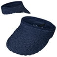 thumbnail image 4 of SUN CUBE Women Sun Visor Hat, Straw Beach Hat Wide Brim Visor UV Protection, Foldable Packable Cap, Roll Up Ponytail Large Sunhat, Summer Travel Golf Visor Pool Garden Fishing, UPF 50+, Navy Blue, 4 of 8