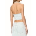 thumbnail image 6 of Biezeib Women's Denim Tank Tops Lacing Closure Halter V-Neck Curved Hemline Sleeveless Solid Color Crop Vest, 6 of 6