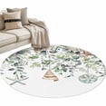 thumbnail image 2 of Round Area Rug 4ft,Green Eucalyptus Leaves Starfish Shell Washable Carpet Non-Slip Runner Accent Rugs Indoor Floor Mat for Bedroom Living Room Decor,Summer Ocean Conch, 2 of 9