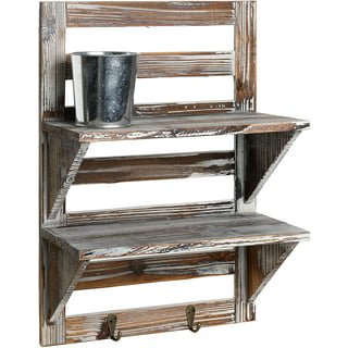 MyGift Wall Mounted Coffee Mug Display Rack, Rustic Burnt Wood Collectible  Travel Mug Cup Holder Shadow Box Shelf