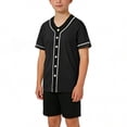 thumbnail image 2 of Gfyviroh Toddler Boys Baseball Jersey Short Sleeve Button Down Casual Sports Tee Mesh Patchwork Quick Dry Athletic T-Shirt, 2 of 5