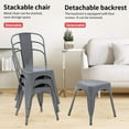 thumbnail image 3 of NiamVelo Metal Dining Chair Set of 4 Stackable Chair 18" Seat Height Bar Chairs Kitchen Chair, Gray, 3 of 7