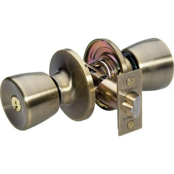 Master Lock TUCO0705 Tulip Knob Double Cylinder Combo Pack Door Knob, Antique Brass