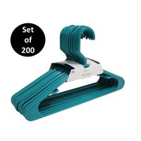 Mainstays Tubular Plastic Hangers, Set of 200, Teal Splash