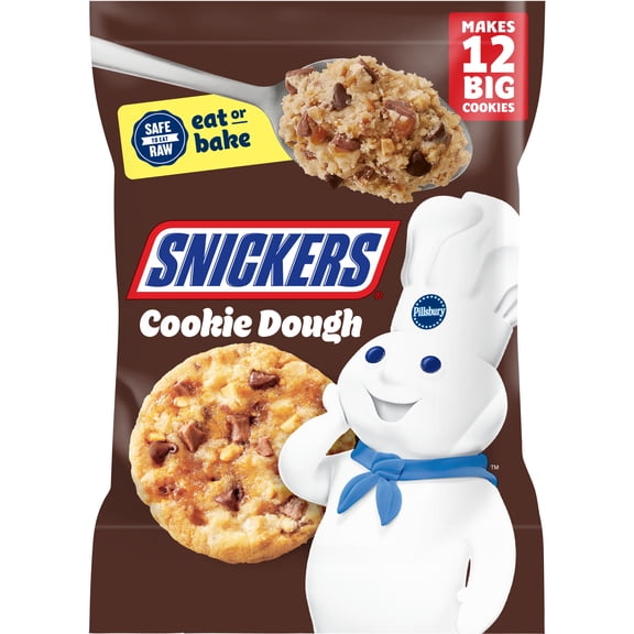 Pillsbury Ready to Bake! Cookie Dough, Made with SNICKERS Bars, 12 Big Cookies, 14 oz