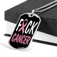 thumbnail image 3 of Cancer AwAreness Necklace F-Cancer Necklace Stainless Steel or 18k Gold Dog Tag 24" Chain, 3 of 8
