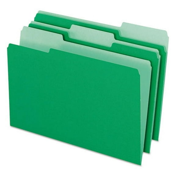 Colored File Folders, 1/3-Cut Tabs: Assorted, Legal Size, Green/Light Green, 100/Box | Bundle of 2 Boxes
