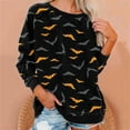 thumbnail image 1 of 50 % de Rabais Liquidation Chandail Surdimensionné pour Femmes 2023 Manches Longues Décontractées Col Rond Hauts Blouse Ample Imprimé Halloween Graphique Chandail, 1 of 6
