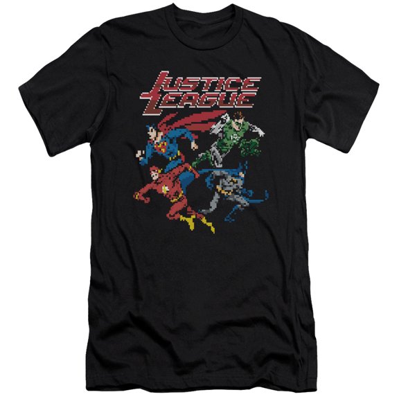 JLA Justice League Pixel League S/S Adult 30/1 T-Shirt Black