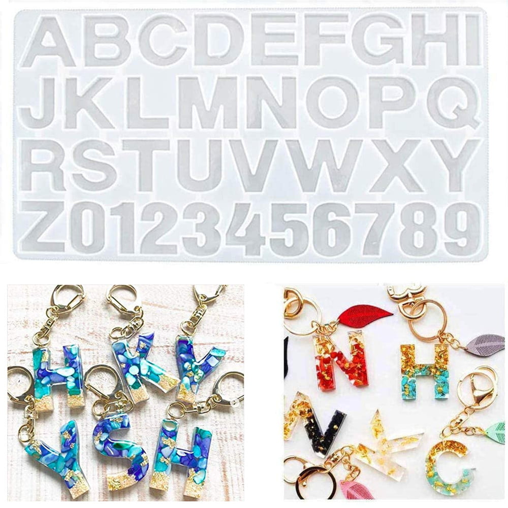 Letter Resin Casting Molds Kit Rings Jewelry DIY Pendant Mould Silicone Keychain 