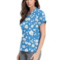thumbnail image 2 of Nurse Scrubs for Women,Women's Floral Printed Scrub Tops - V-Neck Stretch Fabric with Utility Pockets - Blue - XXXXXL, 2 of 4