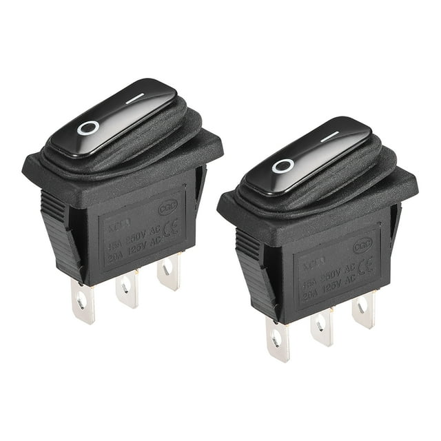 Interruptor de palanca impermeable negro Unique Bargains para barco, coche, marino, 3 pines ON/ON AC 250V/15A 125V/20A
