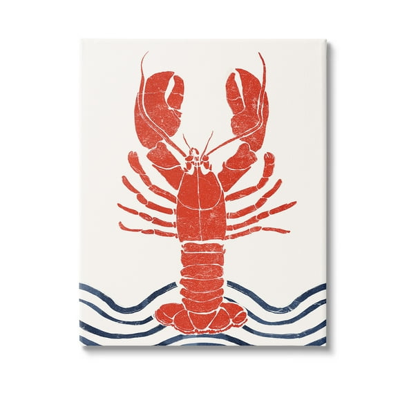 Stupell Industries Modern Lobster with Waves Animals & Insects Painting Gallery Wrapped Canvas Art Print Wall Art, 16 x 20