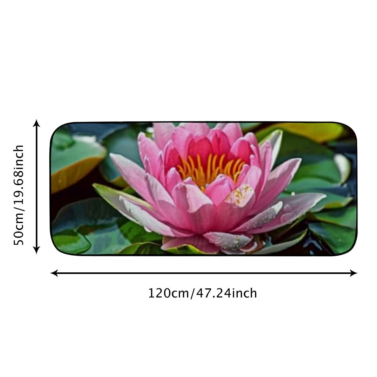 Qinduosi Decorative Door Mat, Door Mat with Non-Slip Rubber Backing, Easy Cleaning, Traps Dirt, for Entry, Patio, Garage - Water Lily Pink Summer Pond Plant Aquatic Plant 19.68*47.24 in