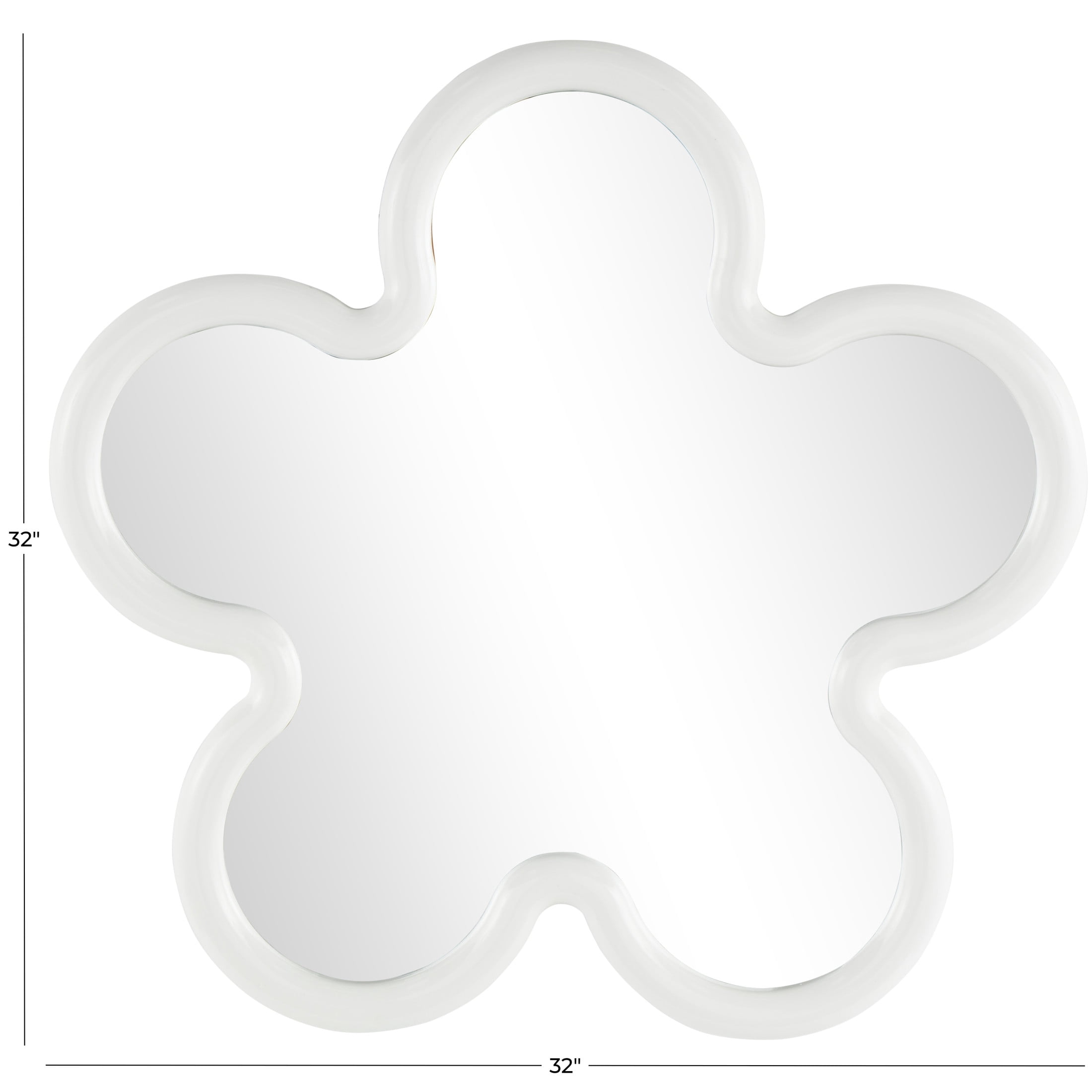 DecMode 32" x 32" White Large Star Wall Mirror