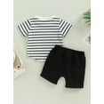 thumbnail image 4 of Bagilaanoe 2pcs Toddler Baby Boy Short Pants Set Short Sleeve Striped Print T Shirt Tops + Shorts 6M 12M 18M 24M 3T Kids Casual Summer Outfits, 4 of 9