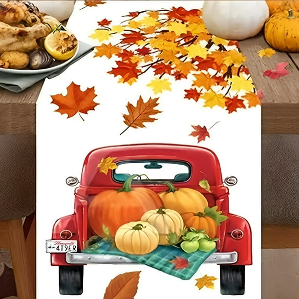 Decoración del hogar, manteles, manteles, camino de mesa, bandera de mesa de calabaza de Acción de Gracias de gran venta, decoración de mesa de sala de estar, material de lino, bandera de mesa, mantel