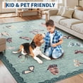 thumbnail image 3 of Memoryfield 9' x 12' Modern Butterfly Print Area Rug, Washable, Non-Slip, Low-Pile Carpet for Living Room, Bedroom, Green, 3 of 6