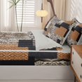 thumbnail image 5 of Homewish Retro Boho Mandala Zipper Queen Comforter Set with Fitted Sheet and 2 Pillowcases,Patchwork Geometric Zipper Bedding Set,Brown Gray,Light Gray Reversible,4pcs, 5 of 8