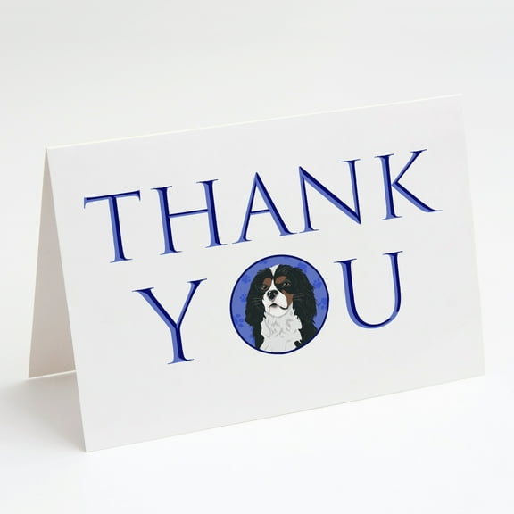 Cavalier King Charles Spaniel Tricolor #1 Thank You Greeting Cards and Envelopes Pack of 8 7 in x 5 in