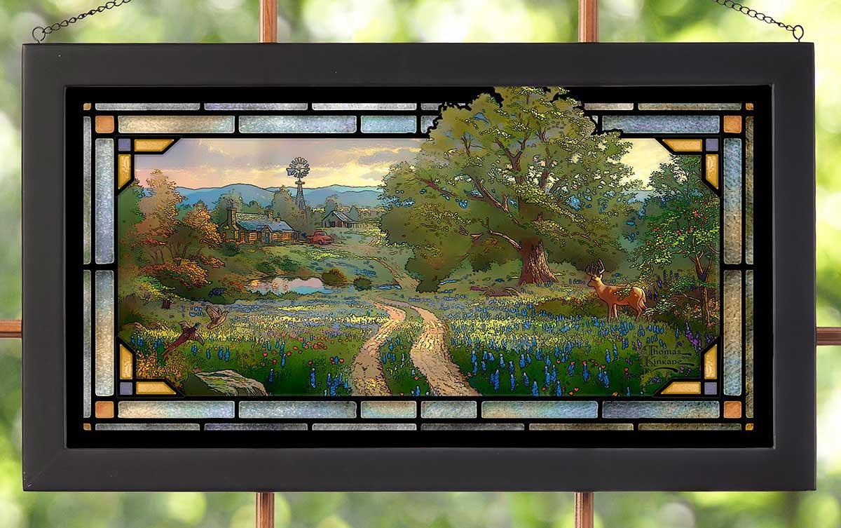 Thomas Kinkade Country Living Stained Glass Art
