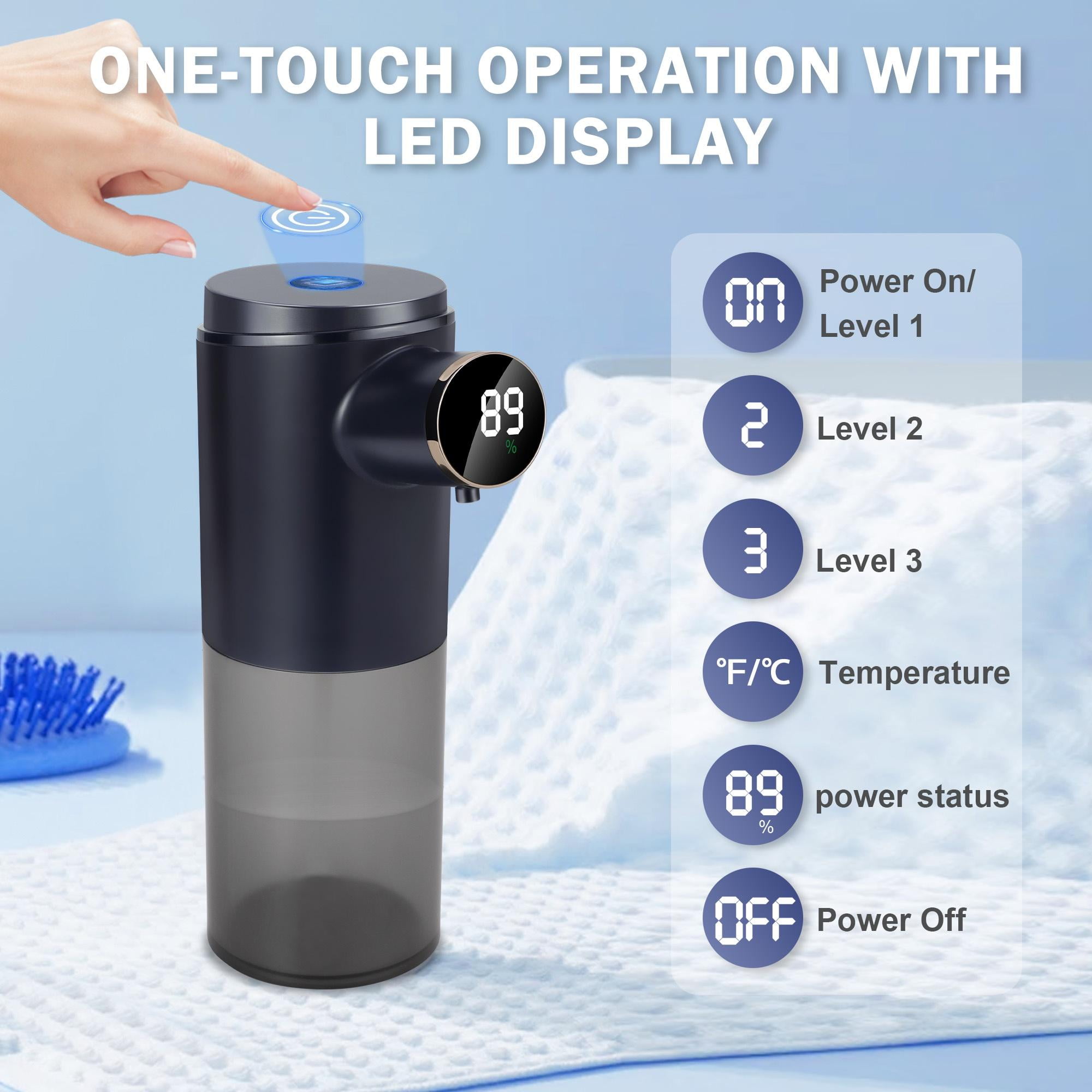 LUXMO Automatic Liquid Soap Dispenser, 3 Levels Adjustable Soap Dispenser Bathroom, 10.1OZ/300ml Automatic Soap Dispenser Touchless, USB Rechargeable Touchless Soap Dispenser for Bathroom, Kitchen