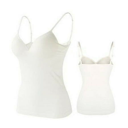 

Women s Camisole Tops with Built in Bra V Neck Vest Padded Slim Tank Tops(L)
